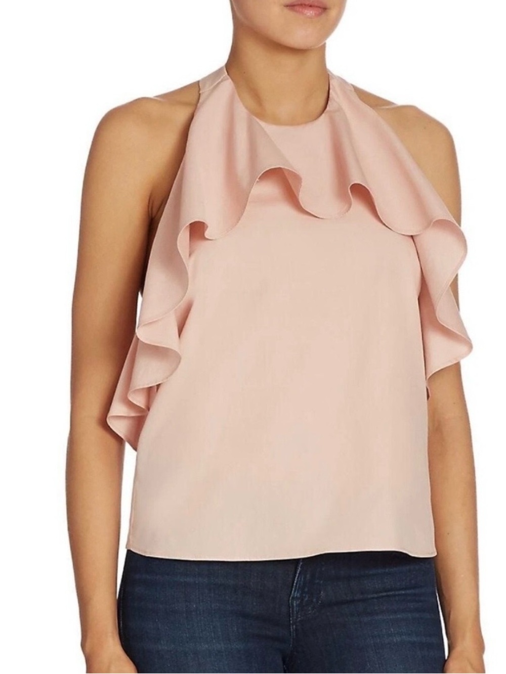 NWT alice + olivia Blush Pink Ruffle Halter Top